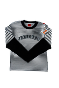 Pinstripe "LEKE NEKO" Layered Long Sleeve Tee